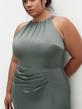 City Chic Plus Size Celina Halter Maxi Dress in Sage Green